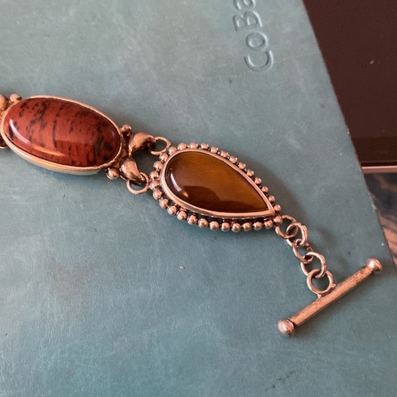 Tiger eye bracelet SIZE 7” Sterling Silver marked 925  VK - Picture 4 of 8